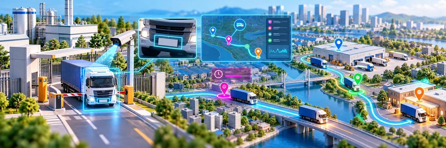 GIS 車輛軌跡與 AI 車牌辨識示意圖